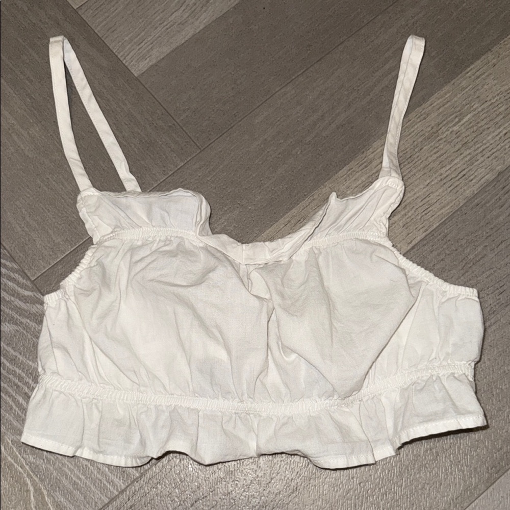 White Ruffled Crop Top
